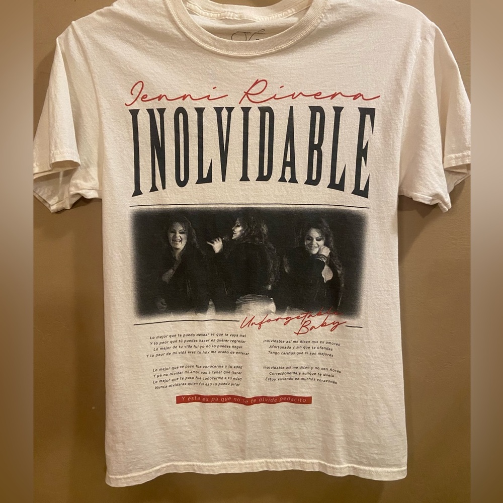 Jenni Rivera Tshirt INOLVIDABLE SIZE SMALL CREAM COLOR